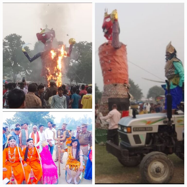 महादेवा में रावण का पुतला जलते ही लगे जय श्री राम के जोरदार नारे