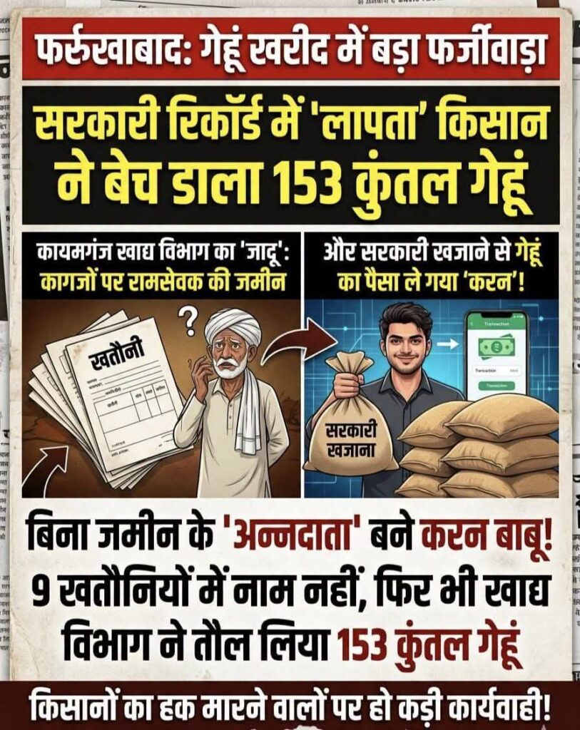 गेहूं खरीद में बड़ा फर्जीवाड़ा, सरकारी रिकॉर्ड में ‘लापता’ किसान ने बेच डाला 153 कुंतल गेहूं
