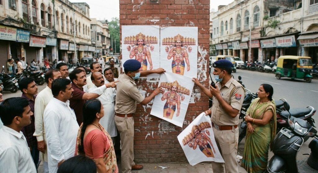 लखनऊ में सनतन रक्षा संगठन ने लगाया विवादित पोस्टर, 9 दिग्गजों को बताया भारत विरोधी रावण