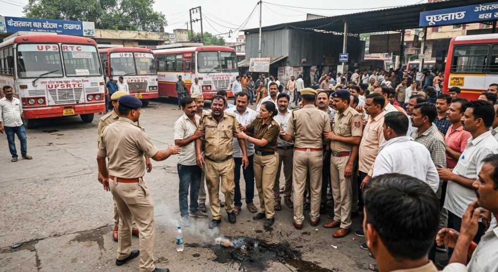 लखनऊ के कैसरबाग डिपो में UPSRTC कर्मचारियों ने किया आत्मदाह का प्रयास, ARM पर लगाए गंभीर आरोप