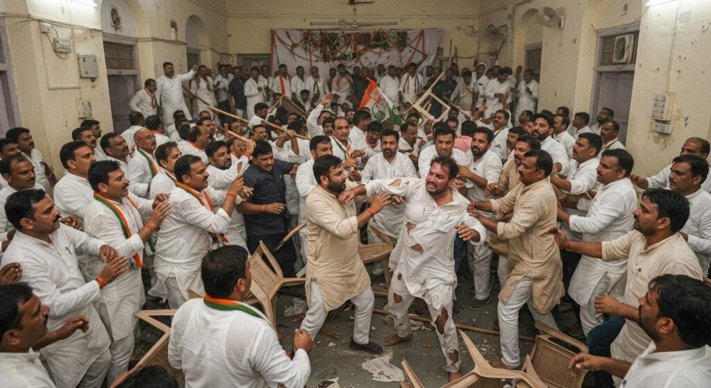 लखनऊ में कांग्रेस दफ्तर के अंदर भारी हंगामा, अजय राय और ममता चौधरी के समर्थकों में भिड़ंत