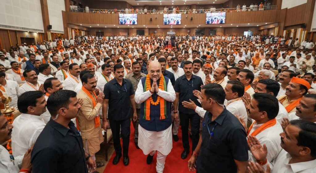 लखनऊ में अमित शाह ने किया बीजेपी यूपी राज्य कार्यकारिणी बैठक का उद्घाटन, 2027 चुनाव की रणनीति पर चर्चा