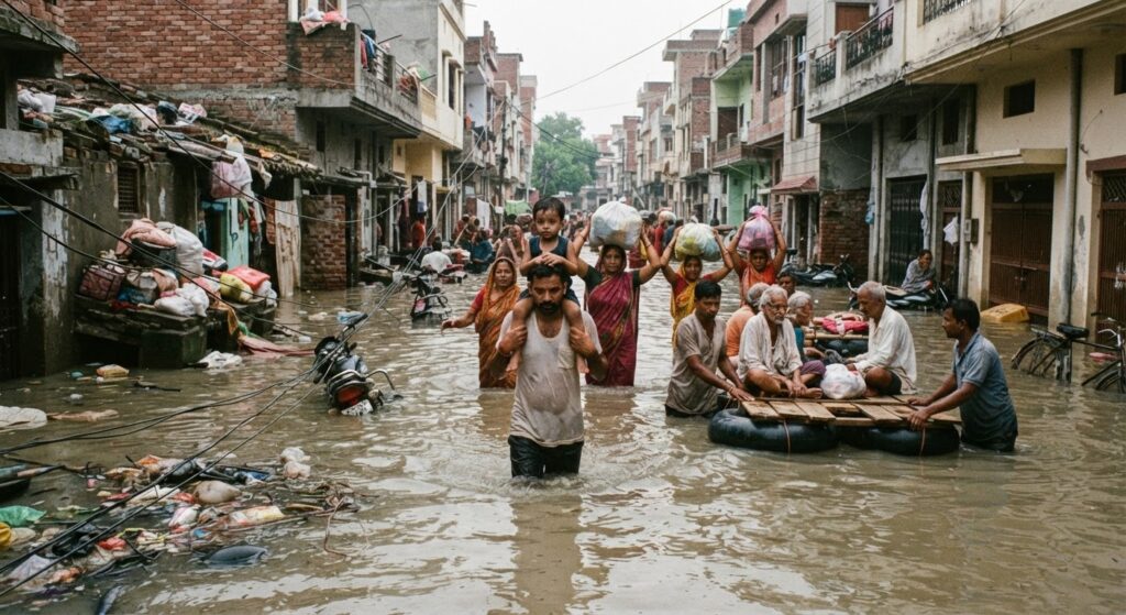 लखनऊ के फैजुल्लागंज में भीषण बाढ़ से हजारों बेघर, 3 लाख लोग प्रभावित