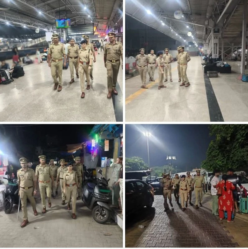 आगरा के बाजारों में पुलिस की पैदल गश्त, त्योहारों पर सुरक्षा के लिए बढ़ाई गई चौकसी