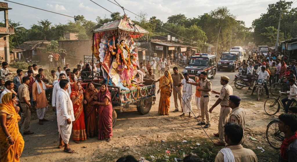 गोरखपुर में दुर्गा मूर्ति विसर्जन के दौरान हादसा, हाई-टेंशन लाइन की चपेट में आने से 3 की मौत