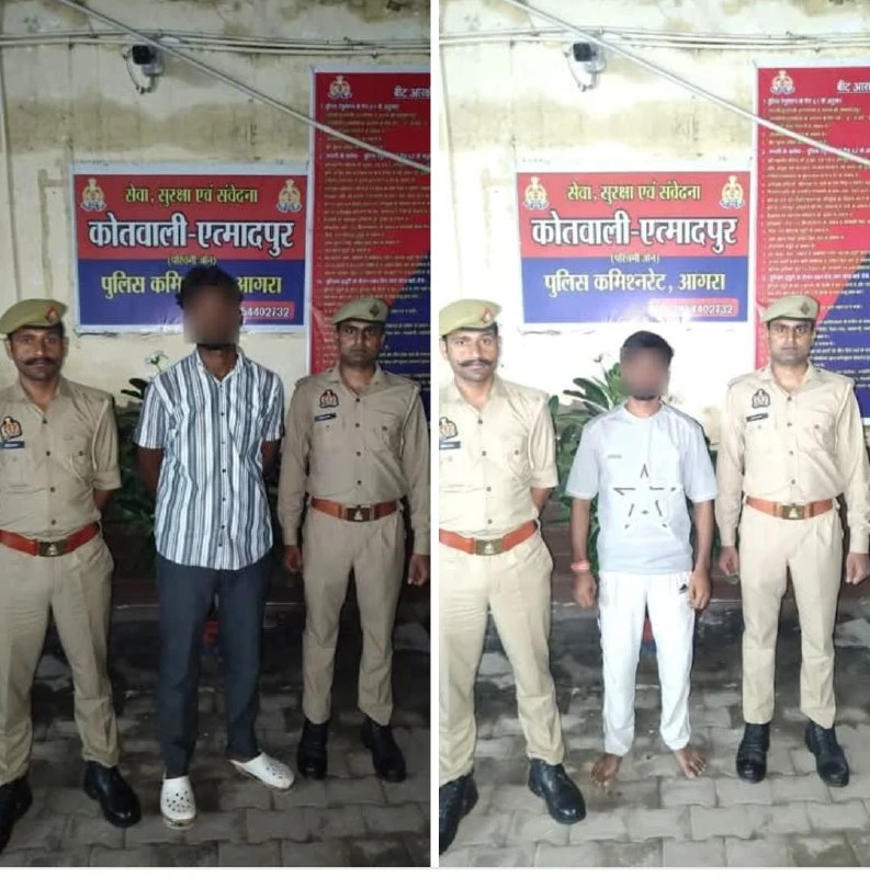 आगरा के एतमादपुर में खतरनाक स्टंट करने वाले दो युवक गिरफ्तार, बुलेट मोटरसाइकिल जब्त