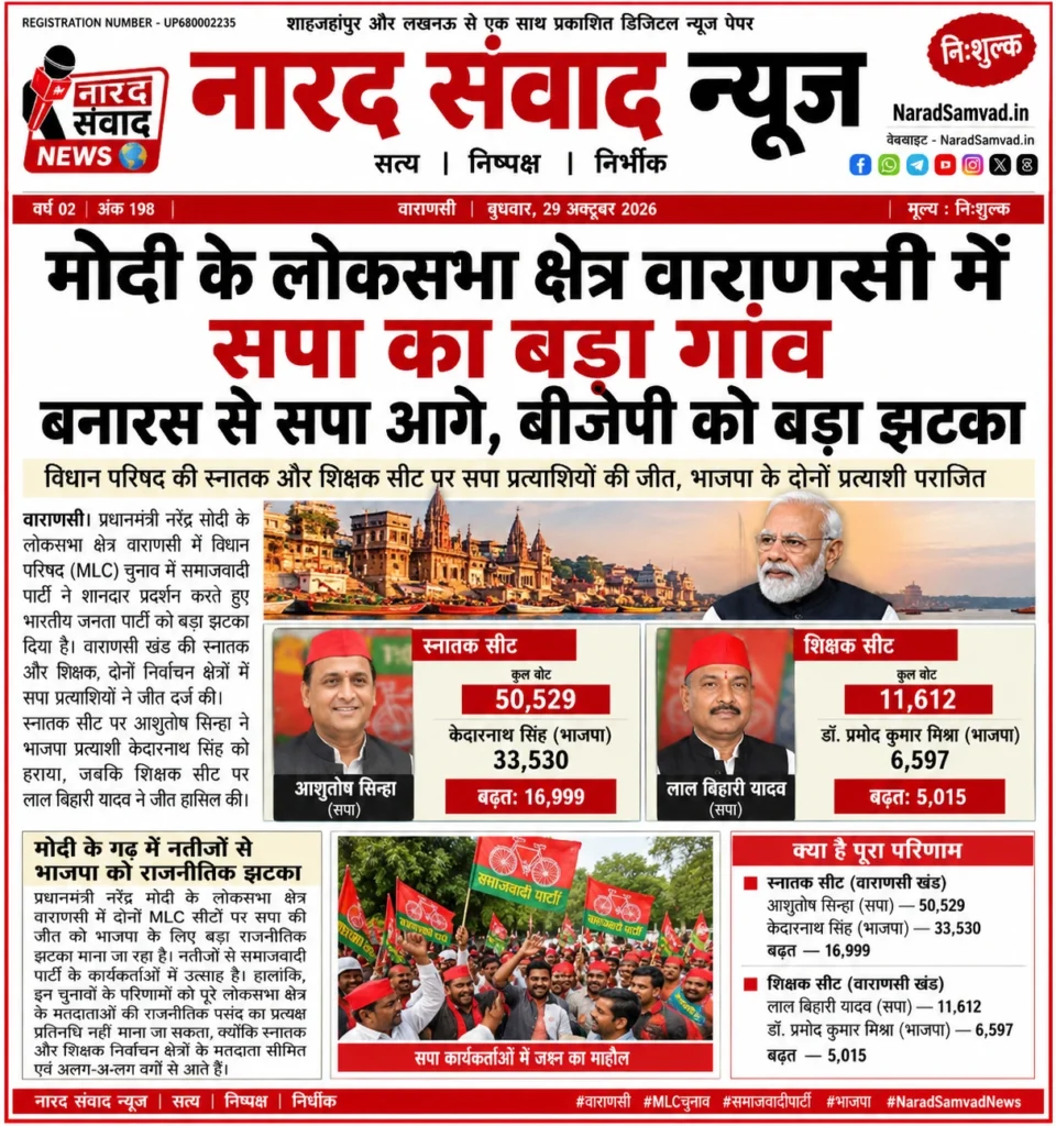 वाराणसी में समाजवादी पार्टी की बड़ी जीत, दोनों MLC सीटों पर BJP को हराया