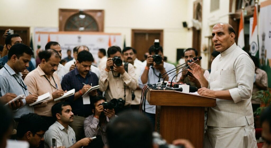 रक्षा मंत्री राजनाथ सिंह ने कांग्रेस पर लगाया गंभीर आरोप, चार अक्षम्य अपराधों का किया जिक्र
