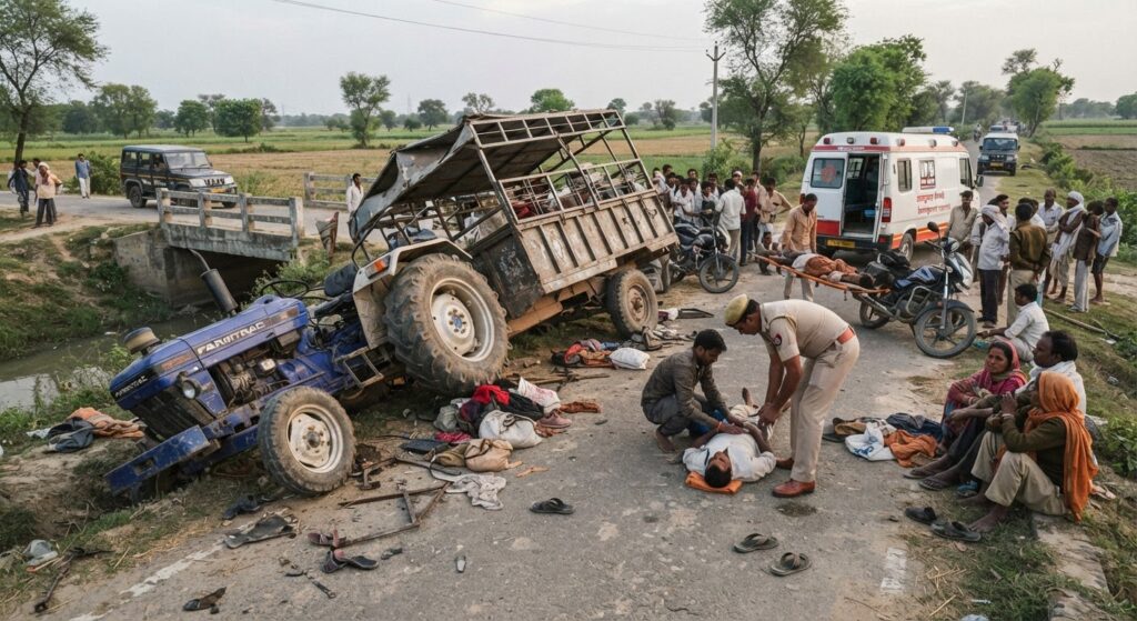 फर्रुखाबाद में श्रद्धालुओं से भरा ट्रैक्टर-ट्रॉली पलटा, 17 लोग घायल, दो की हालत गंभीर